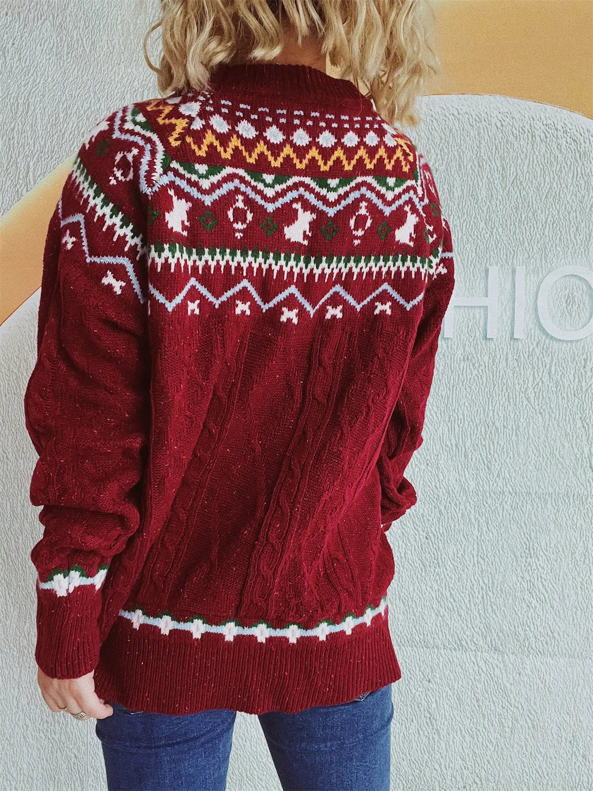 Festlicher Strickpullover im Fair Isle Muster für Damen