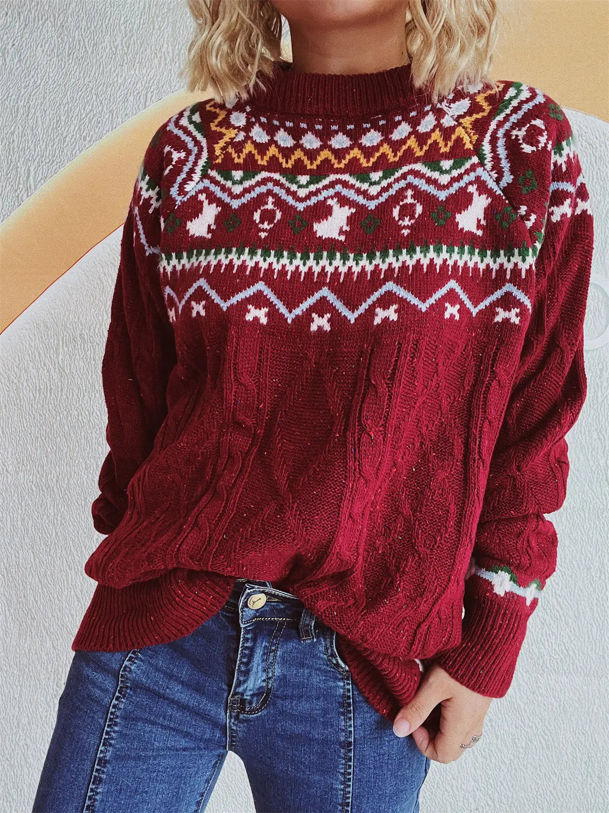 Festlicher Strickpullover im Fair Isle Muster für Damen