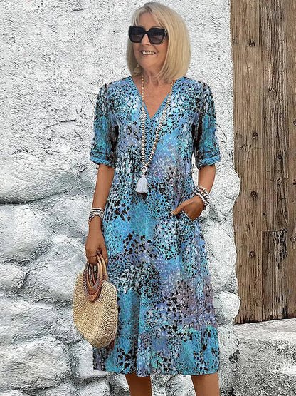 Colorful Linen Blend Summer Dress for Women