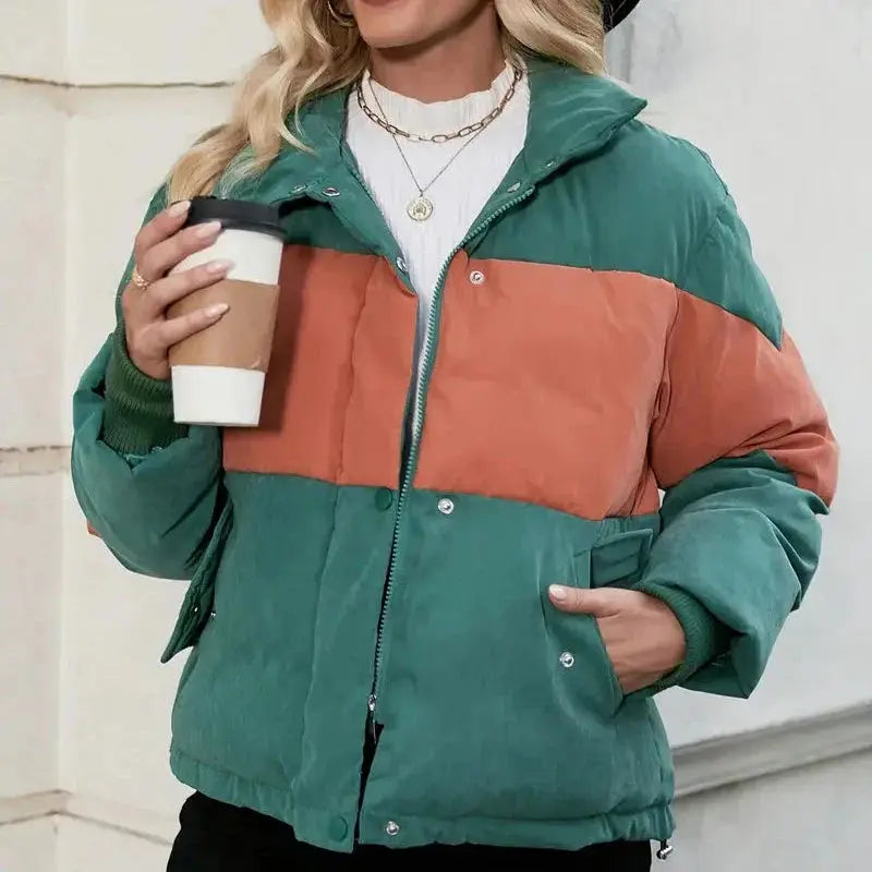 Übergroße Colorblock Jacke Moderner Streetwear Stil Damen