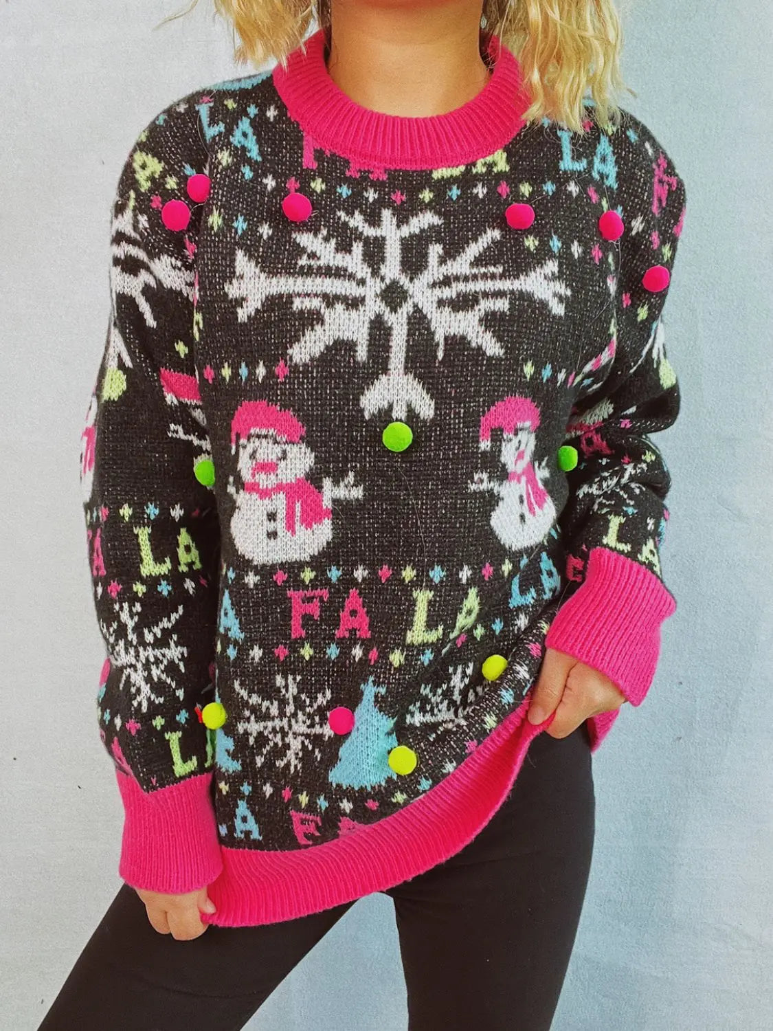 Ugly Christmas Schneemann-Pullover Lustiger Stil für Damen