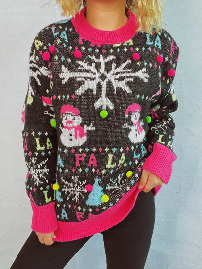 Ugly Christmas Schneemann-Pullover Lustiger Stil für Damen