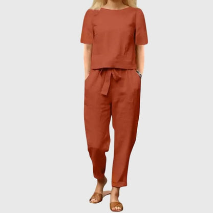 Women's Casual Two Piece Set Relaxed Fit Top and Pants Summer Outfit