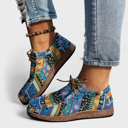 Patchwork Orthopedic Lace-Up Casual Shoes