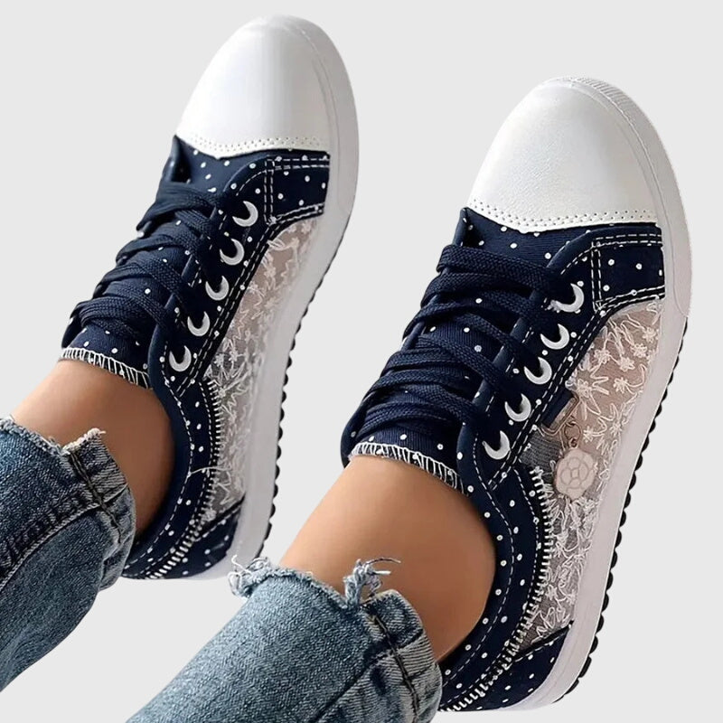 Women’s Orthopedic Lace-Up Sneakers with Arch Support and Cushioned Sole