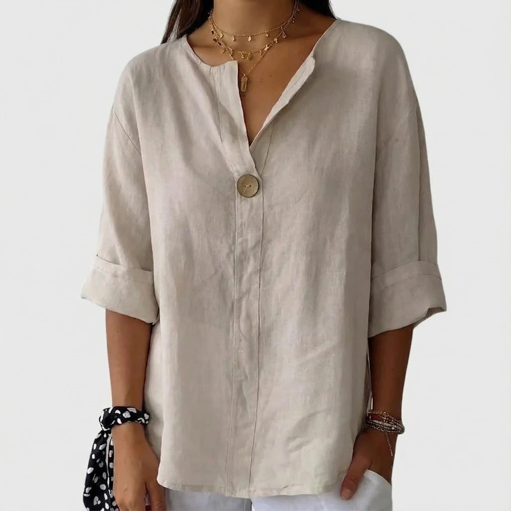 Relaxed Button Front Blouse
