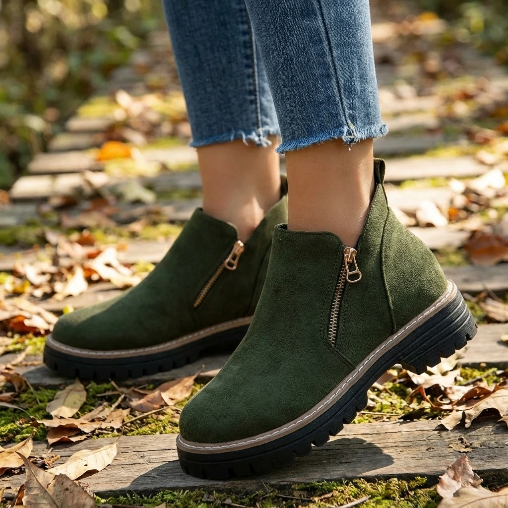 Chunky Zip Ankle Boots
