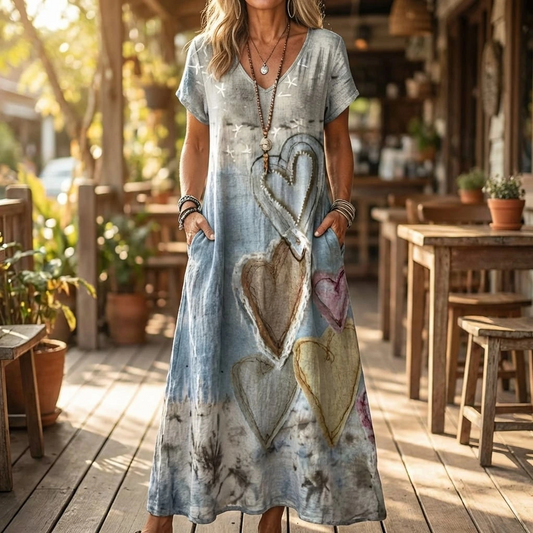 Sandra | Women’s Heart Print Maxi Dress