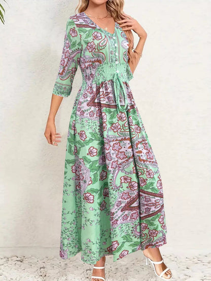 Arlinda | Women’s V Neck Paisley Print Maxi Dress