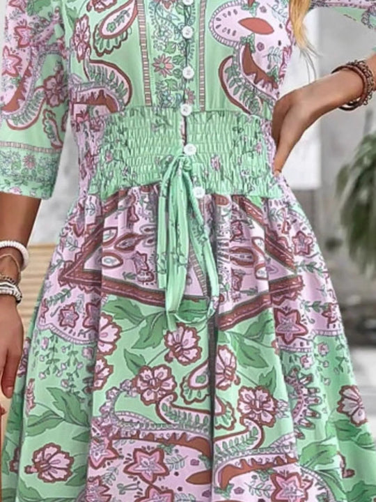 Arlinda | Women’s V Neck Paisley Print Maxi Dress