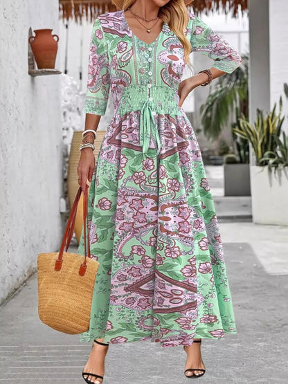 Arlinda | Women’s V Neck Paisley Print Maxi Dress