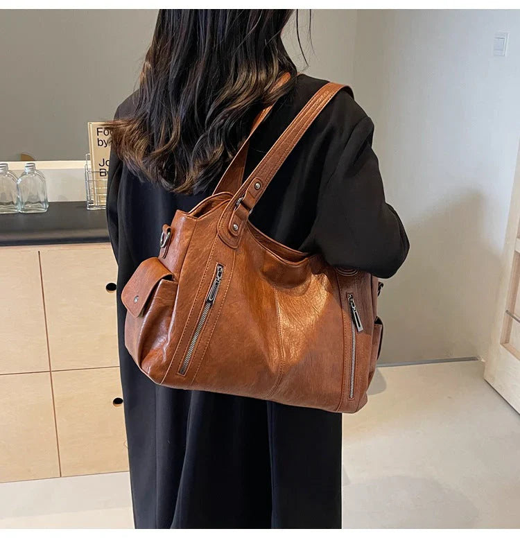 Classic Structured Leather Tote Bag for Women