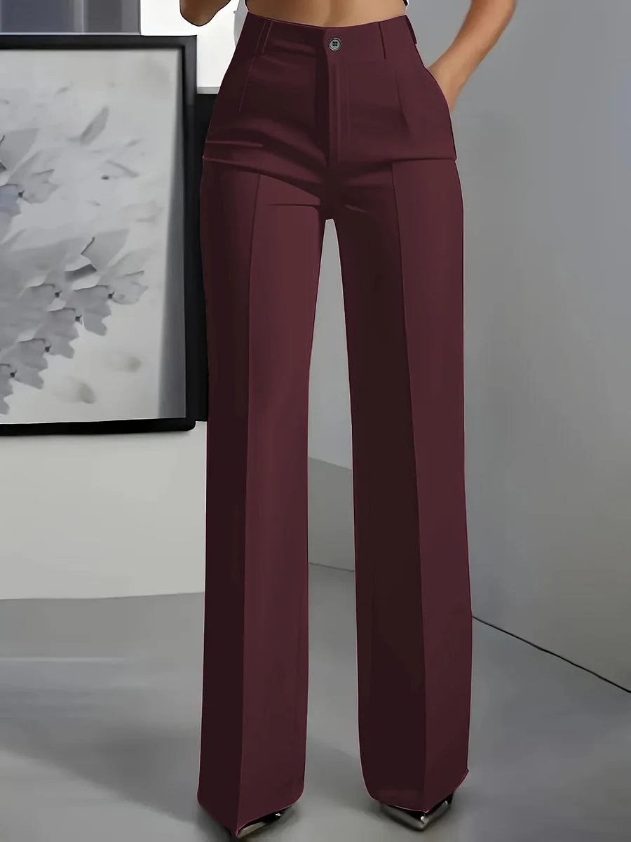 Women's High Waist Wide Leg Pants with Stretch Fit