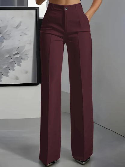 Women's High Waist Wide Leg Pants with Stretch Fit