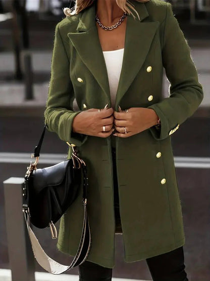 Stilvoller Zweireihiger Formeller Mantel Für Damen