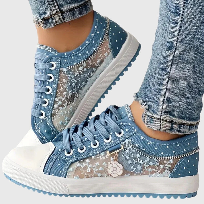 Women’s Orthopedic Lace-Up Sneakers with Arch Support and Cushioned Sole
