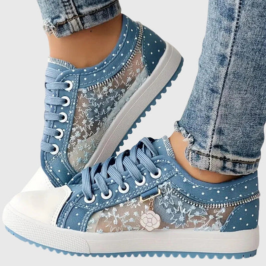 Women’s Orthopedic Lace-Up Sneakers with Arch Support and Cushioned Sole