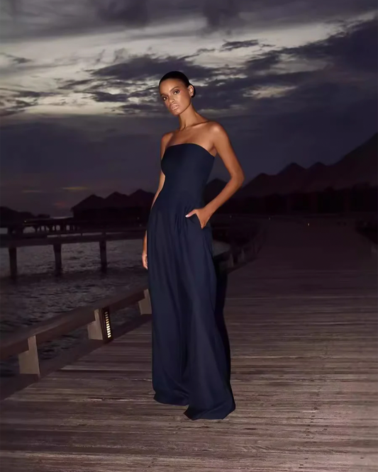 Women's Strapless Wide Leg Jumpsuit – Elegant Evening Palazzo Outfit