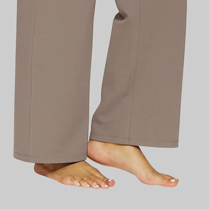 Women’s High Waist Straight Leg Pants with Smooth Waistband and Pockets