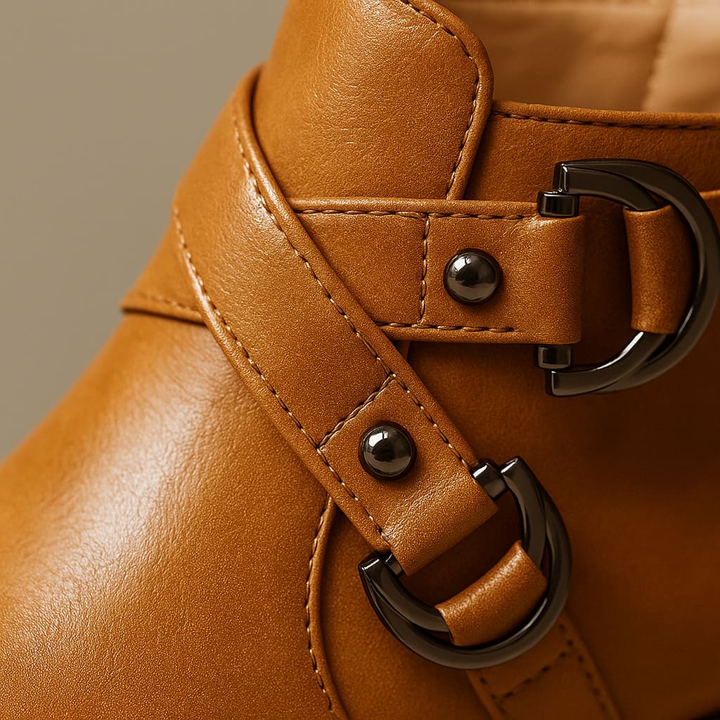 Women’s Heeled Ankle Boots with Buckle Strap