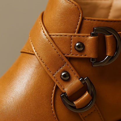 Women’s Heeled Ankle Boots with Buckle Strap