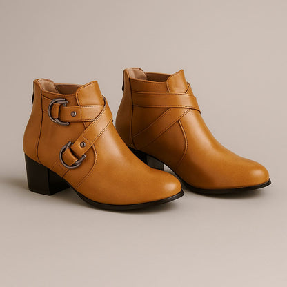 Women’s Heeled Ankle Boots with Buckle Strap