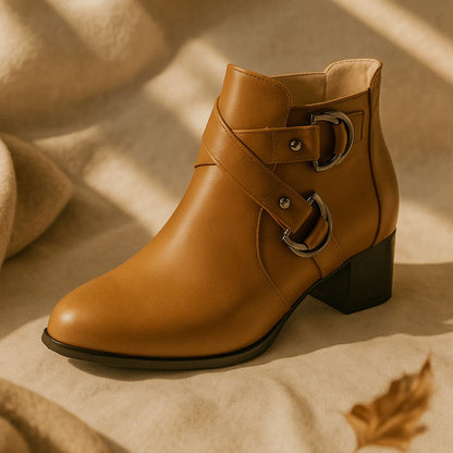 Women’s Heeled Ankle Boots with Buckle Strap