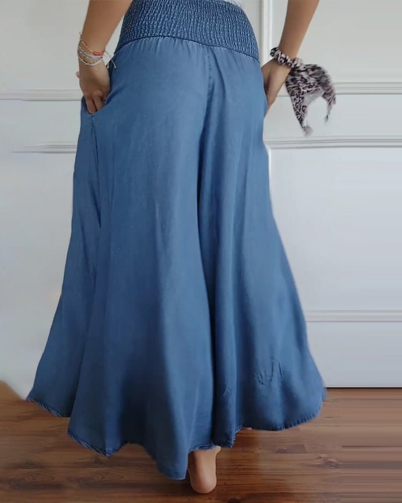 Women’s High Waist Wide Leg Pants with Stretch Fabric