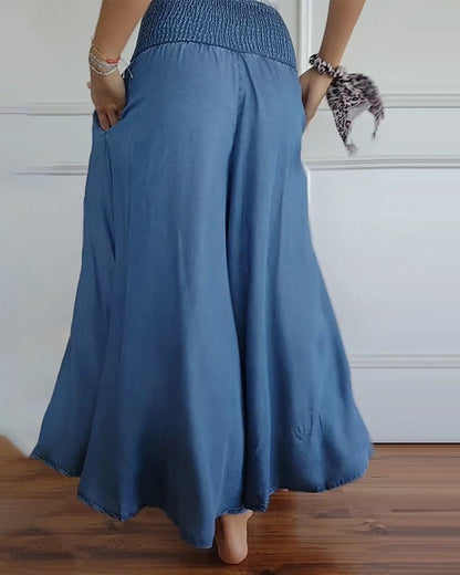 Women’s High Waist Wide Leg Pants with Stretch Fabric