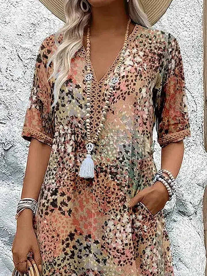 Colorful Linen Blend Summer Dress for Women