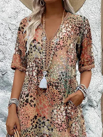 Colorful Linen Blend Summer Dress for Women