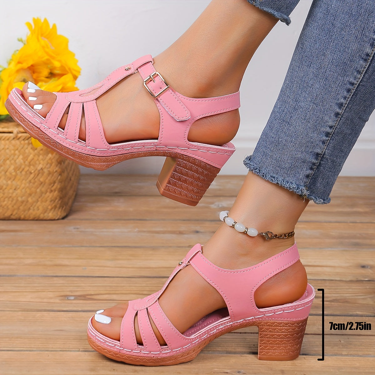 Women’s Comfort Buckle Strap Sandals with Cushioned Support Sole