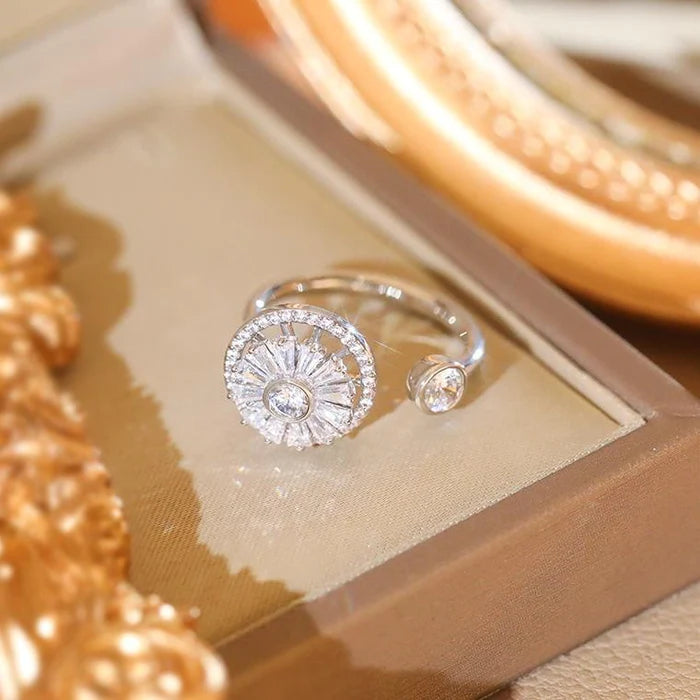 Elegant Adjustable Zirconia Spinner Ring for Women