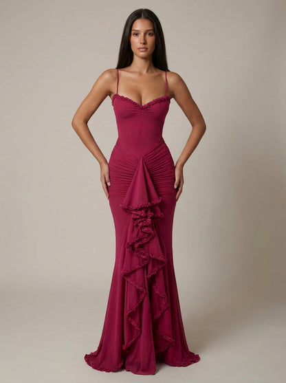 Carley | Women’s Sweetheart Neck Draped Maxi Dress