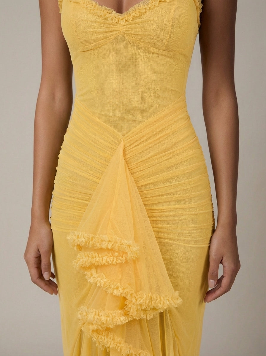 Carley | Women’s Sweetheart Neck Draped Maxi Dress