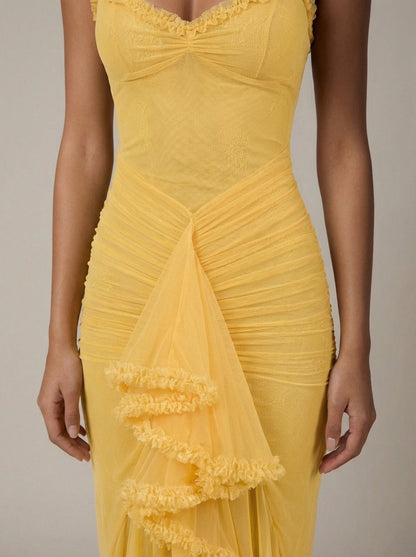Carley | Women’s Sweetheart Neck Draped Maxi Dress