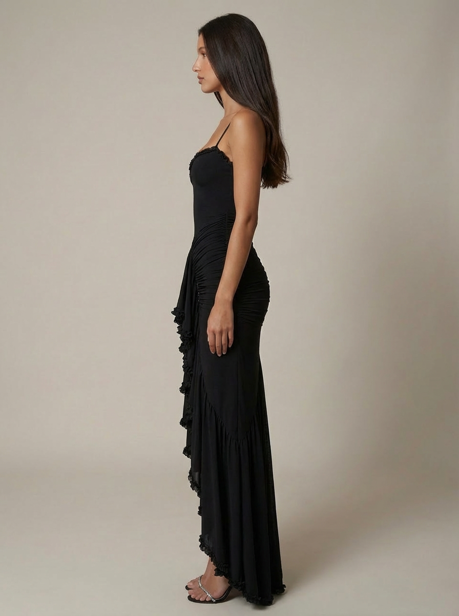 Carley | Women’s Sweetheart Neck Draped Maxi Dress
