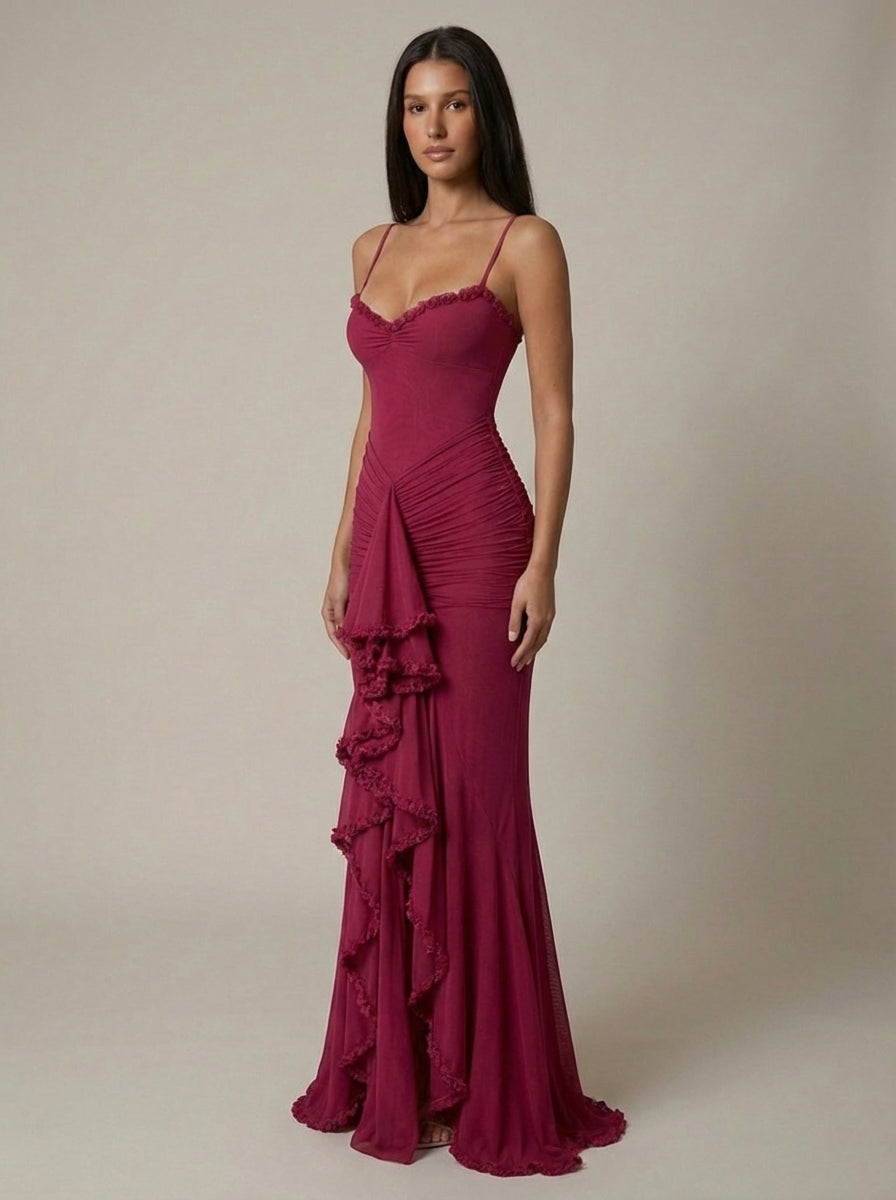 Carley | Women’s Sweetheart Neck Draped Maxi Dress