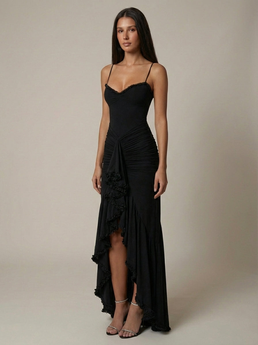 Carley | Women’s Sweetheart Neck Draped Maxi Dress