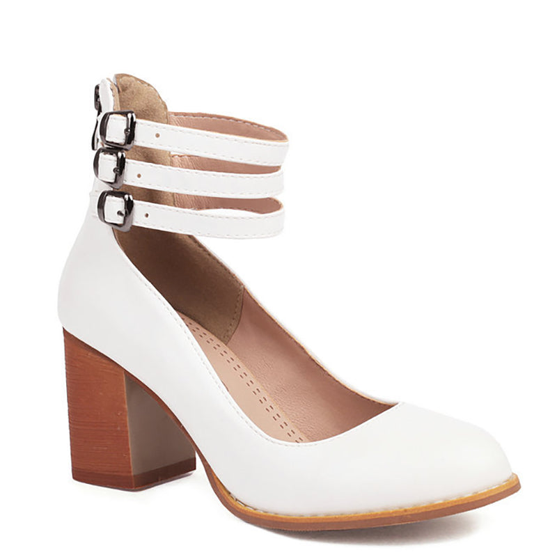 Women’s Block Heel Sandals with Ankle Strap and Minimal Design