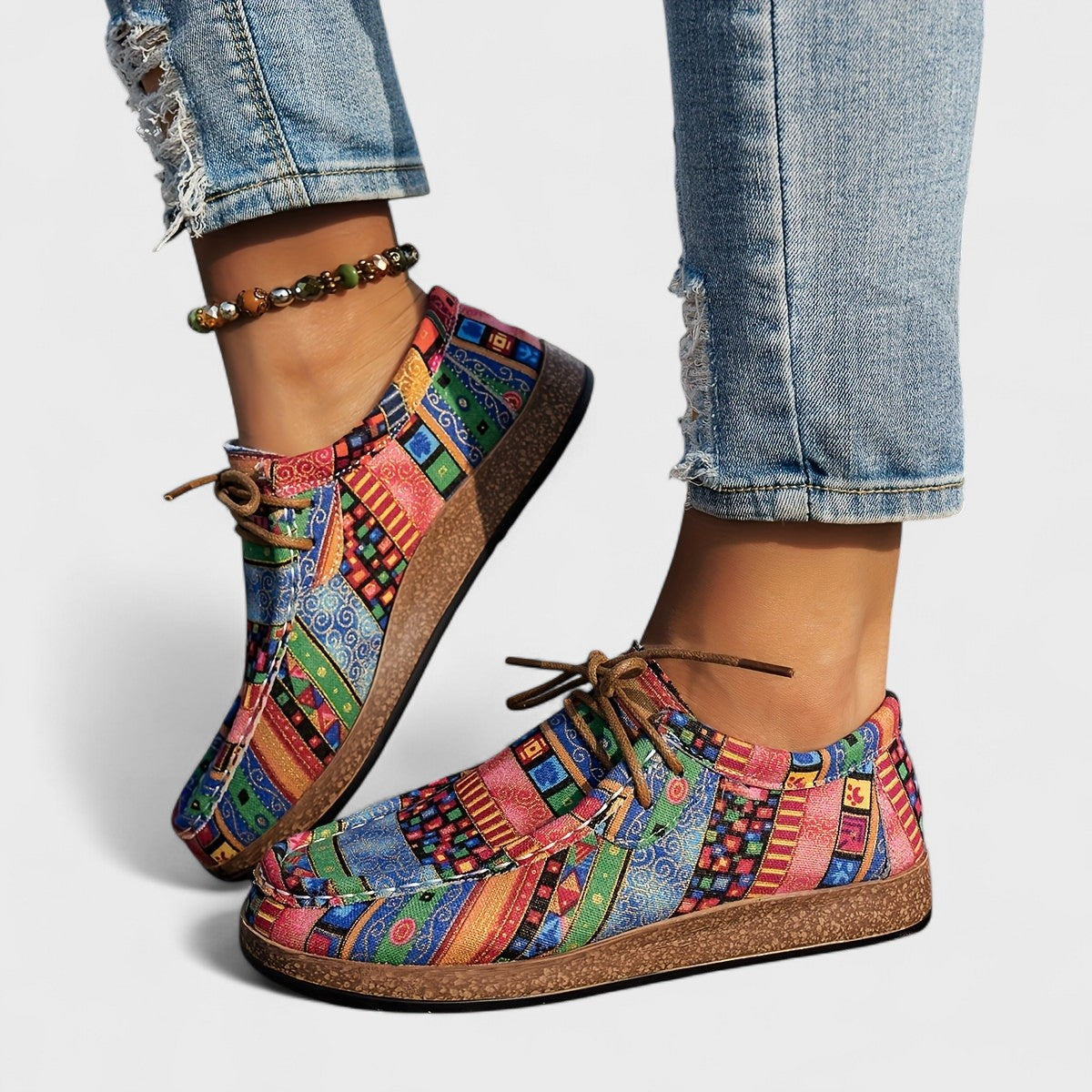 Patchwork Orthopedic Lace-Up Casual Shoes