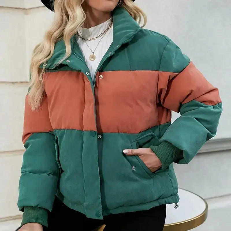 Übergroße Colorblock Jacke Moderner Streetwear Stil Damen
