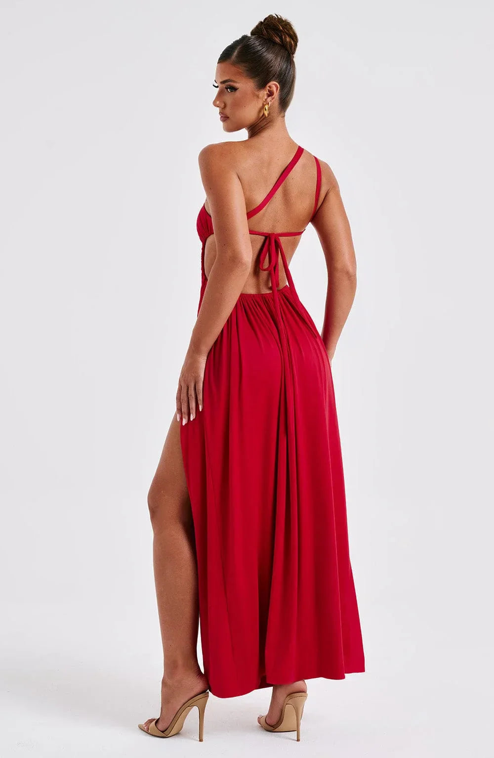 Maxikleid für Damen mit One-Shoulder-Ausschnitt und Schlitz