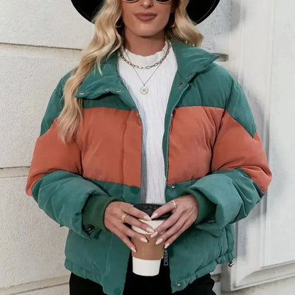 Übergroße Colorblock Jacke Moderner Streetwear Stil Damen