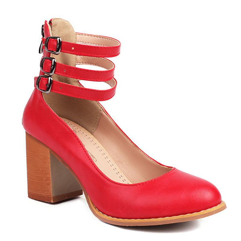 Women’s Block Heel Sandals with Ankle Strap and Minimal Design