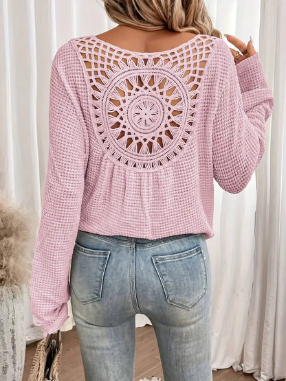 Elegant Waffle Knit V-Neck Top for Women