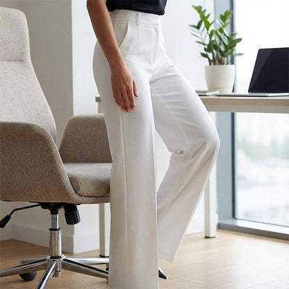 Women's High Waist Wide Leg Pants with Stretch Fit