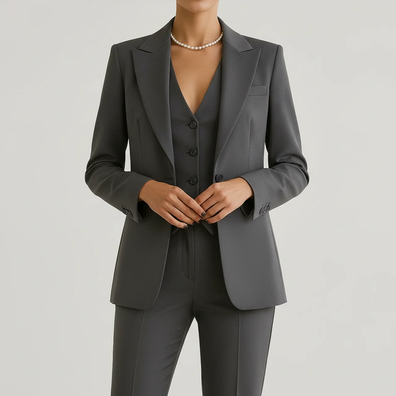 Women's Three Piece Tailored Suit Set Blazer Vest & Pants