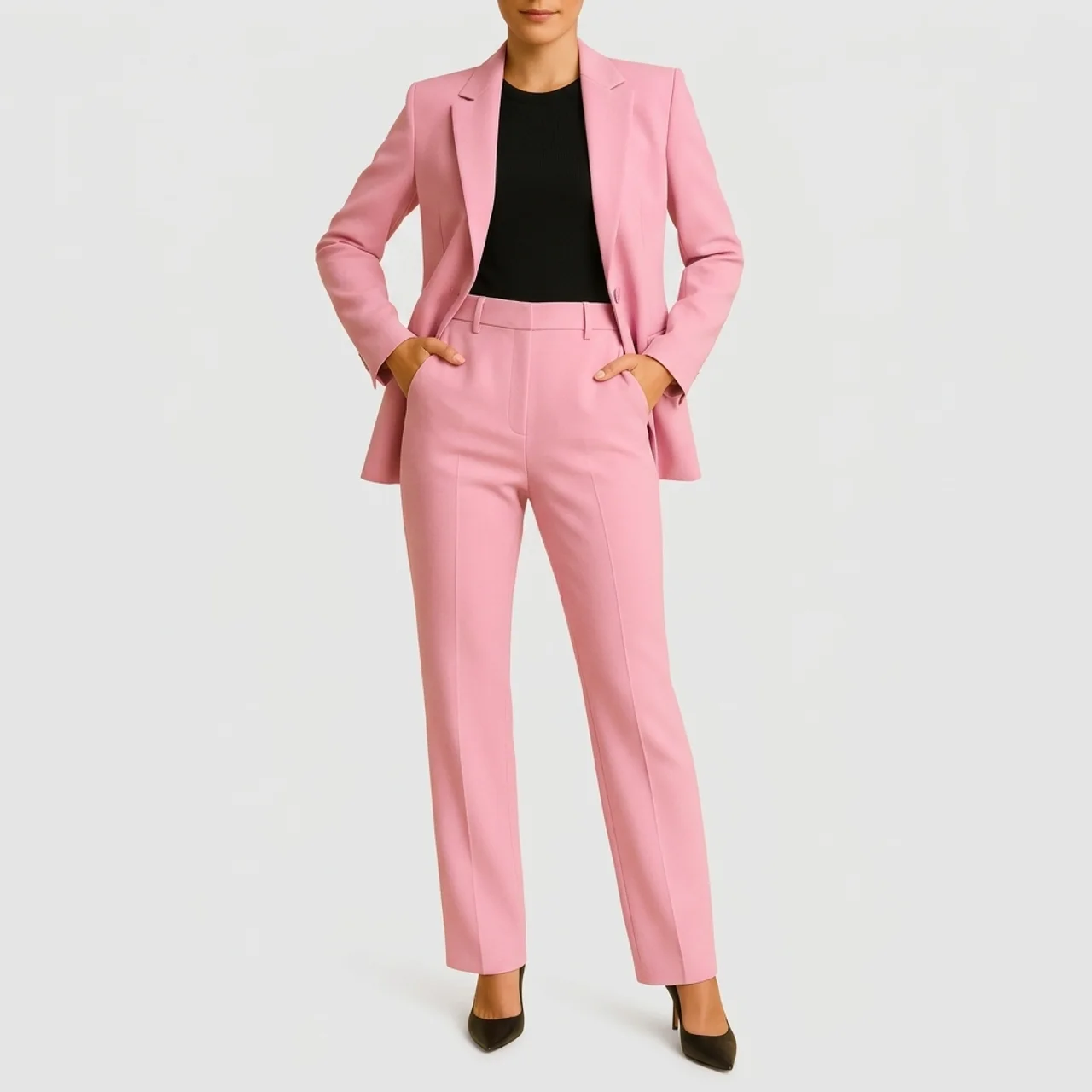 Women's Tailored Blazer & Pleated Pants Set Elegant Two Piece Suit