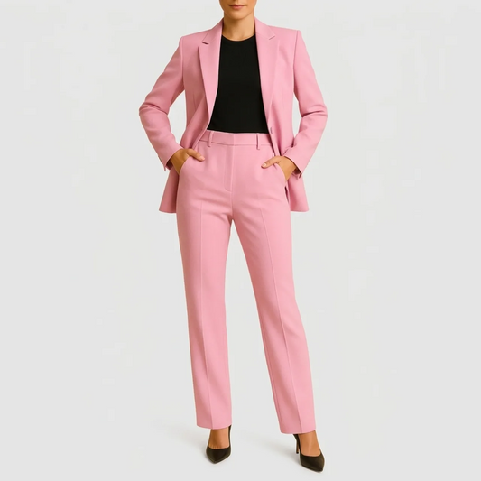 Women's Tailored Blazer & Pleated Pants Set Elegant Two Piece Suit